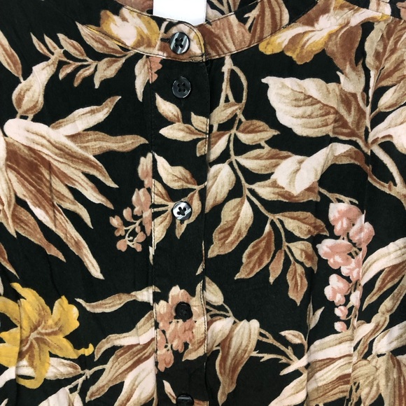 H &M Large Floral Tunic Collarless Buttons Halfway Up Relaxed Loose Fit - Picture 5 of 9